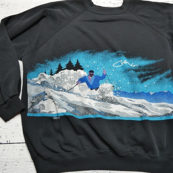 Vintage Colorado Skiing Sweatshirt Womens Large Hanes San Segal Pullover 90s USA - Picture 2 of 8